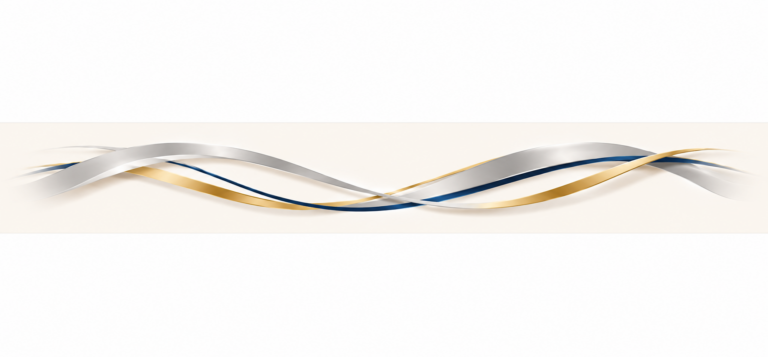 three ribbons on an ivory background